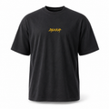 1HUNNA oversized heavyweight t-shirt navy gold front view