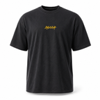 1HUNNA oversized heavyweight t-shirt navy gold front view