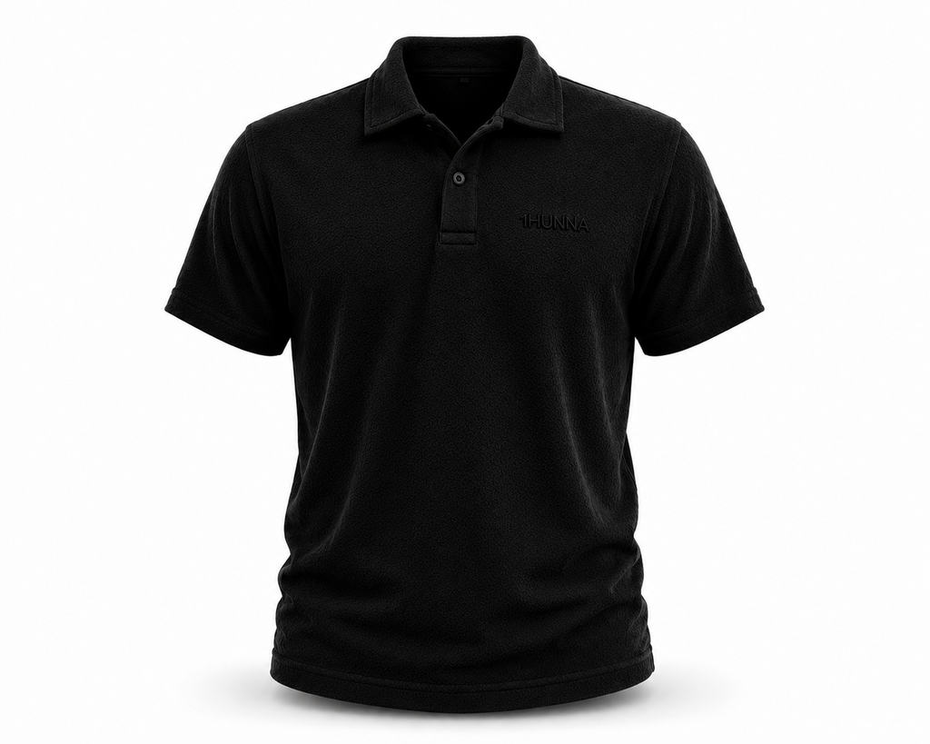 Premium Terry Polo -  Black | 1HUNNA