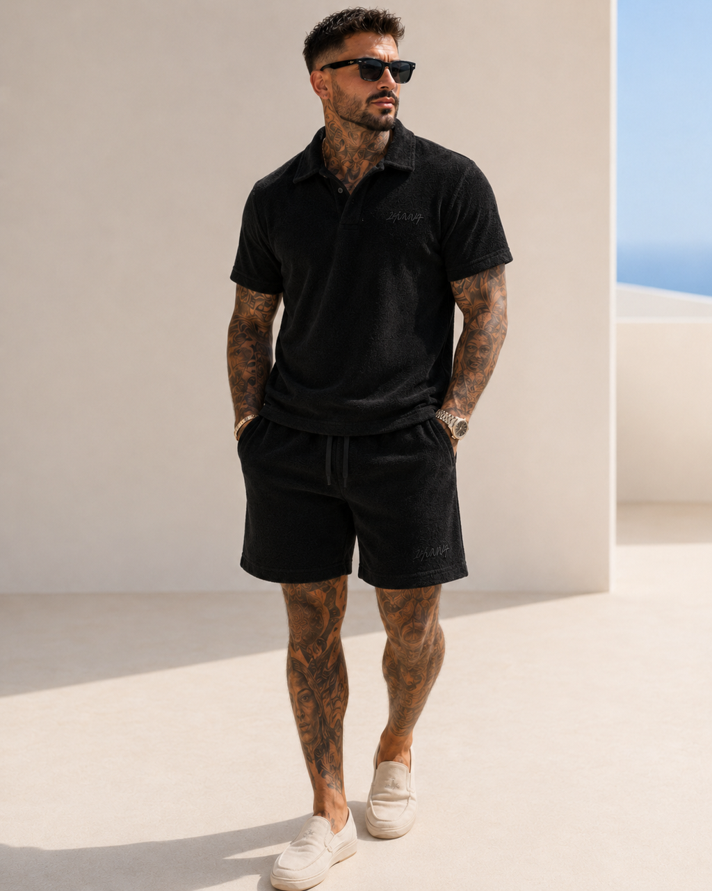 Premium Terry Polo - Black | 1HUNNA