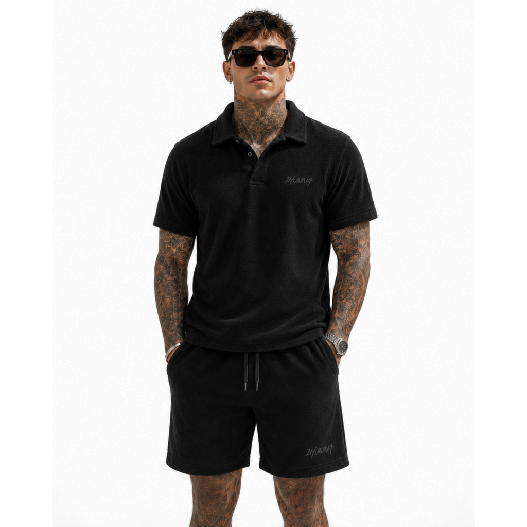 Premium Terry Polo - Black | 1HUNNA