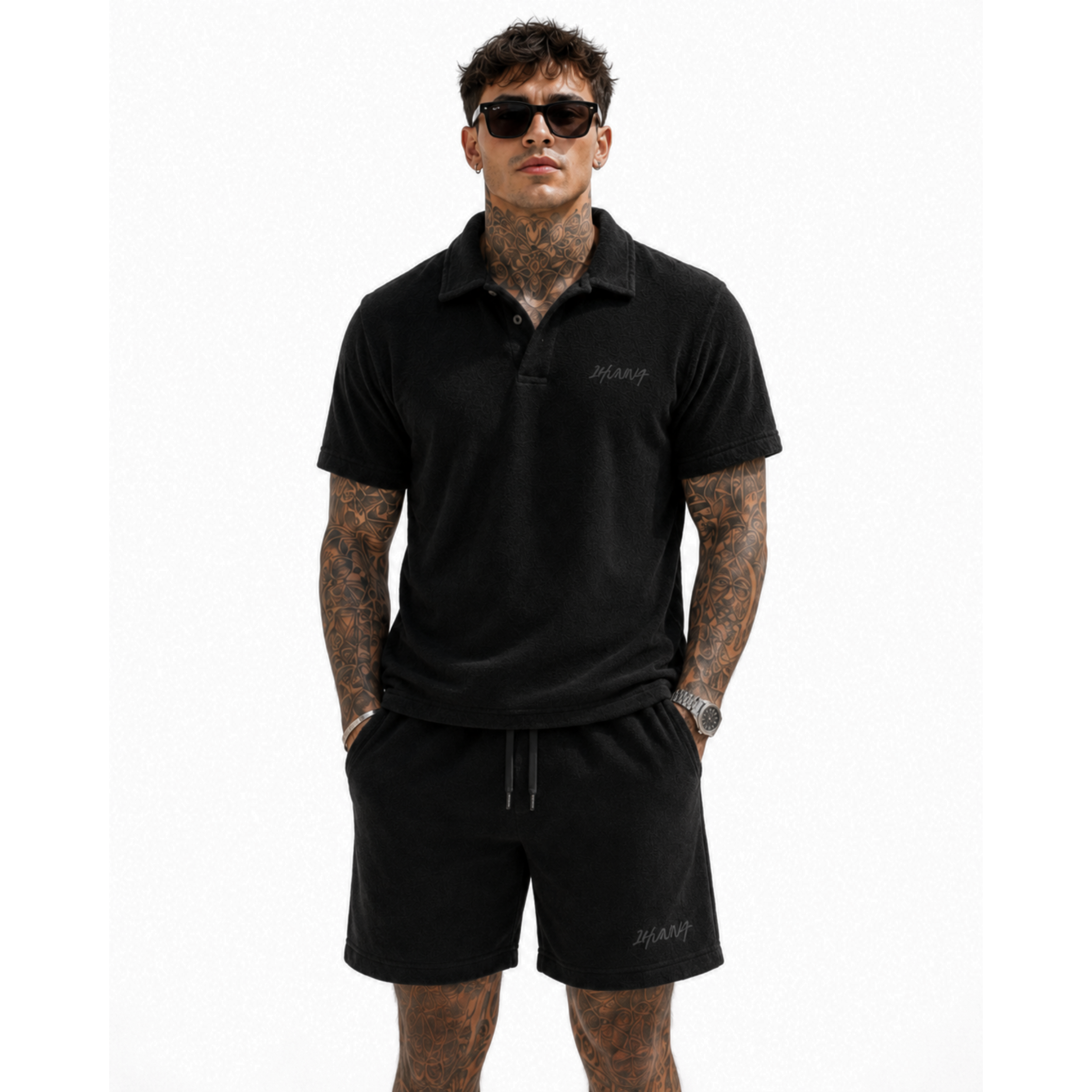 Premium Terry Polo - Black | 1HUNNA