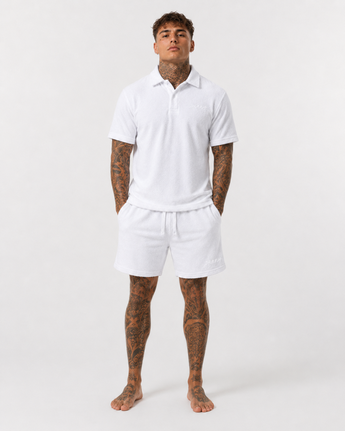 Premium Terry Shorts -  White | 1HUNNA