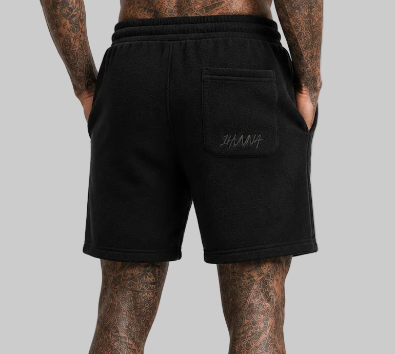 1HUNNA Casual Terry Shorts in zwart – achterkant