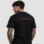 Black Casual 1HUNNA Pink T-shirt with pink 1HUNNA wordmark – back view