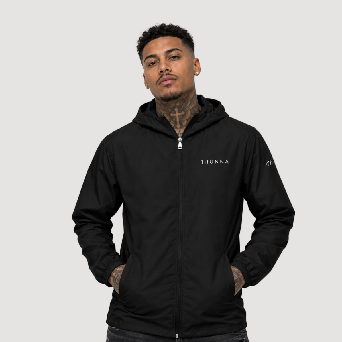 Casual 1HUNNA Windbreaker – Black