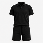 1HUNNA Casual Terry Set in zwart – voorkant
