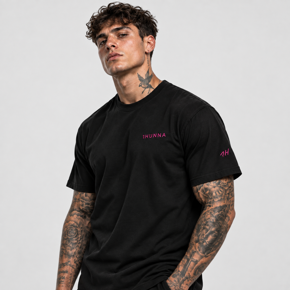 Casual 1HUNNA Pink T-Shirt – Black