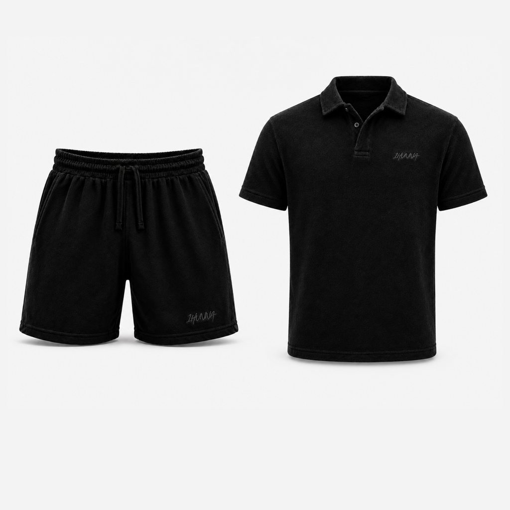Premium Terry Polo - Black | 1HUNNA