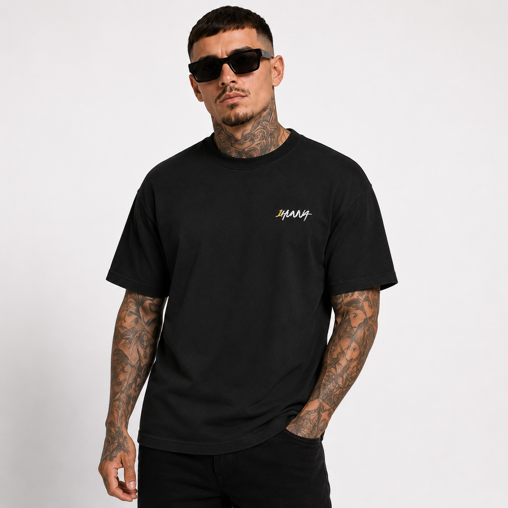 1HUNNA Gallery 004 Chaotic Angel T-shirt in black – front worn view