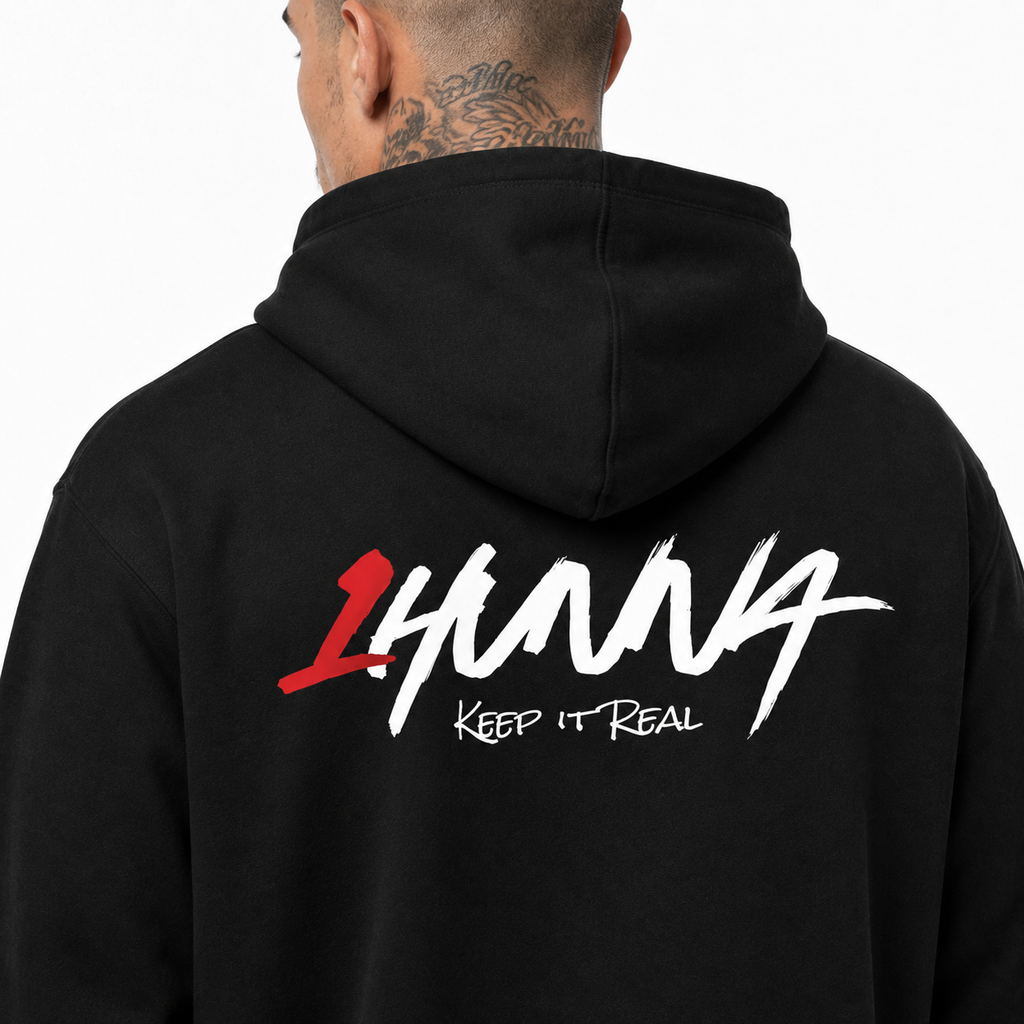 1HUNNA Signature 001 Hoodie in black – back logo detail