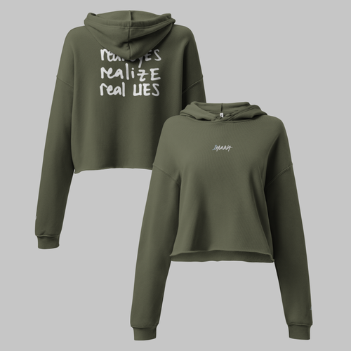 1H Crop Hoodie Real Eyes - Women - Army green
