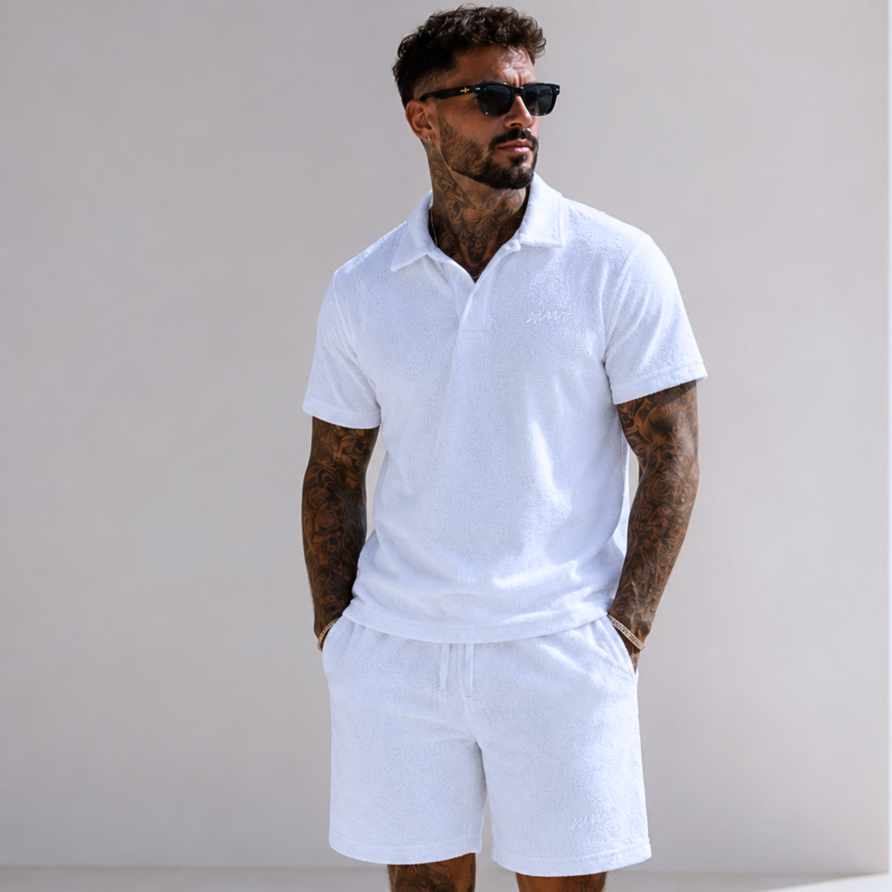 Terry Polo & Shorts Set – Black | 1HUNNA