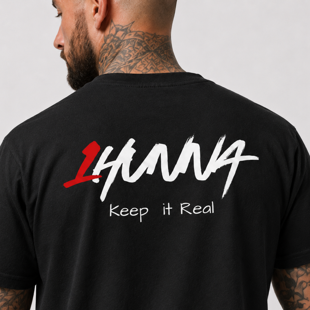 1HUNNA Signature 001 T-shirt in black – back logo detail