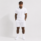 Casual Terry Polo & Shorts Set – White | 1HUNNA