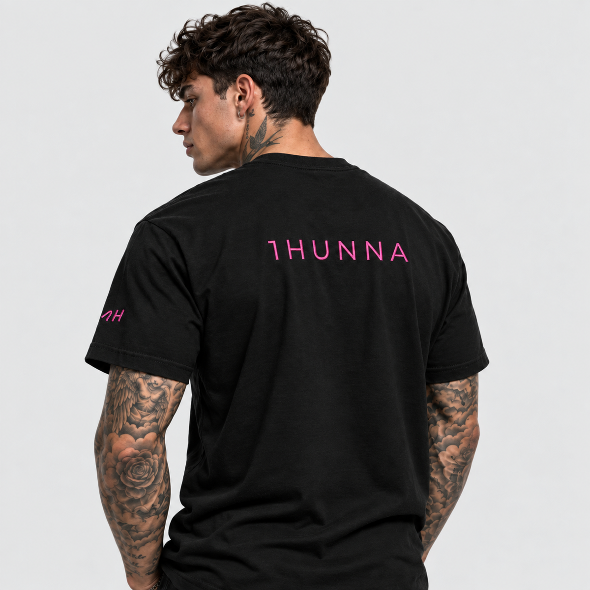 Casual 1HUNNA Pink T-Shirt – Black