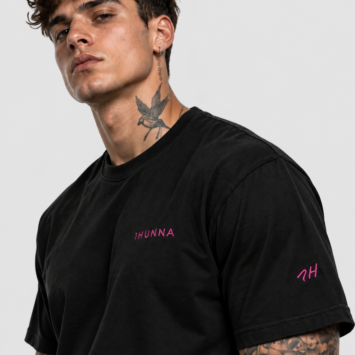 Casual 1HUNNA Pink T-Shirt – Black